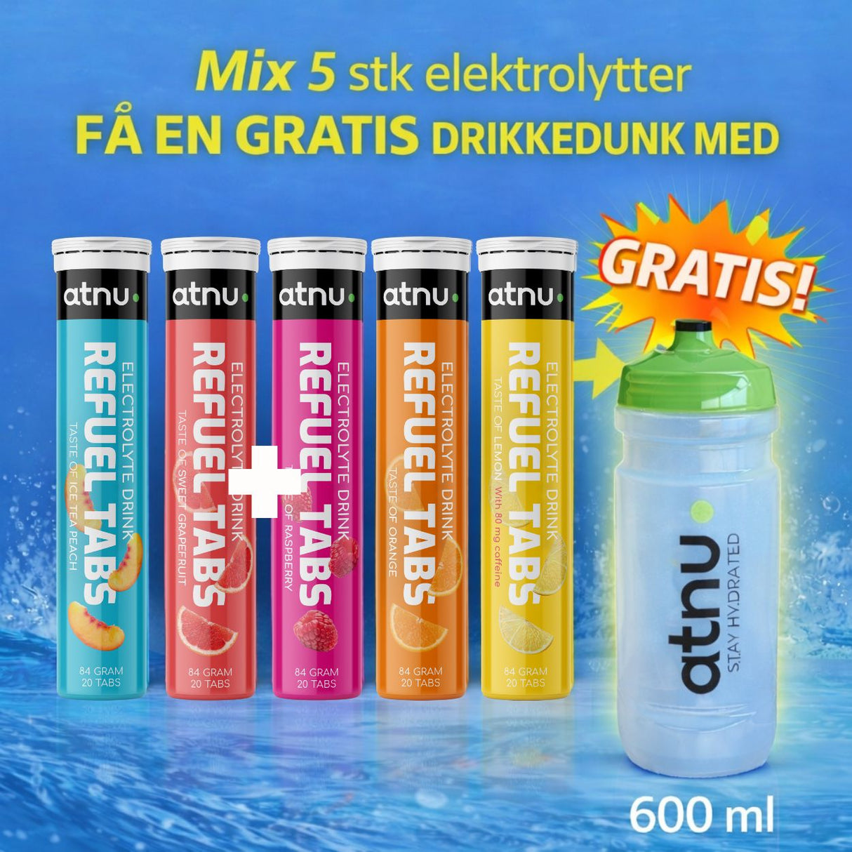 REFUEL TABS - MIX5 INCL. GRATIS DRIKKEDUNK